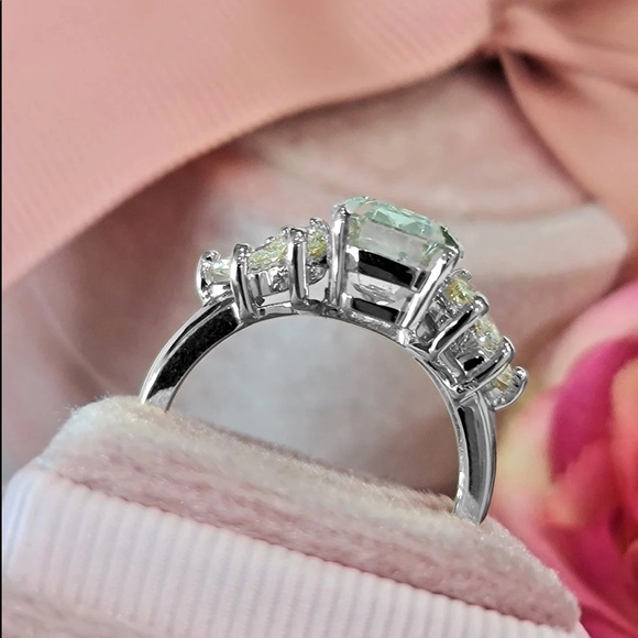 New 925 Silver Luxury Rectangular Cut Diamond Ring - Picture 5 of 6